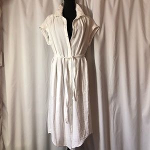 White Cotton Shirt Dress Size M Petite (also fits regular M)